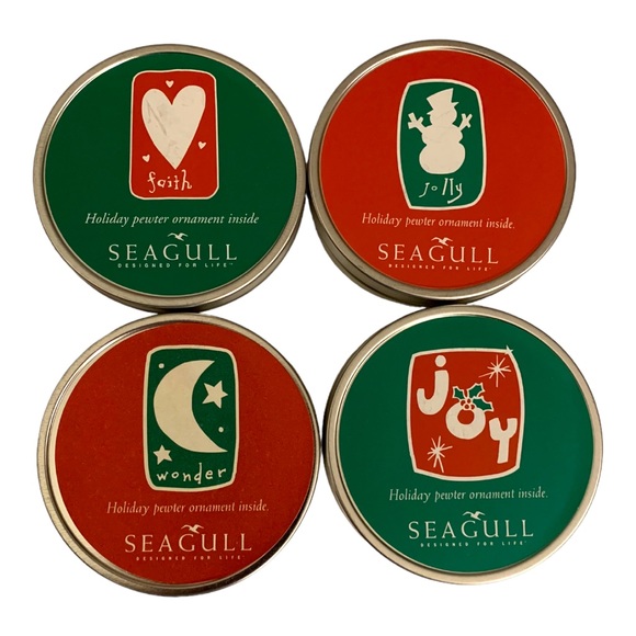 NWT Seagull Pewter Christmas Tree Ornaments Joy Wonder Faith Jolly Gift - Picture 1 of 11